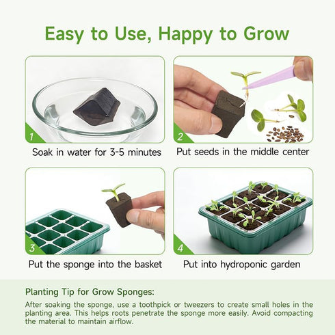 SIETAMIS 50 Packs Cuttage Grow Sponges, Pods Root Growth Sponge Eco Friendly PH Balance, Square Sponge Replacement Part