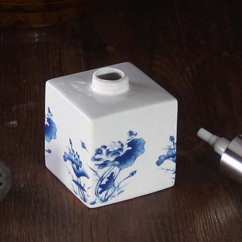 Lotion Soap Dispenser, Ceramic Lotion Soap Dispenser with Pump for Bathroom and Kitchen, Vintage Blue