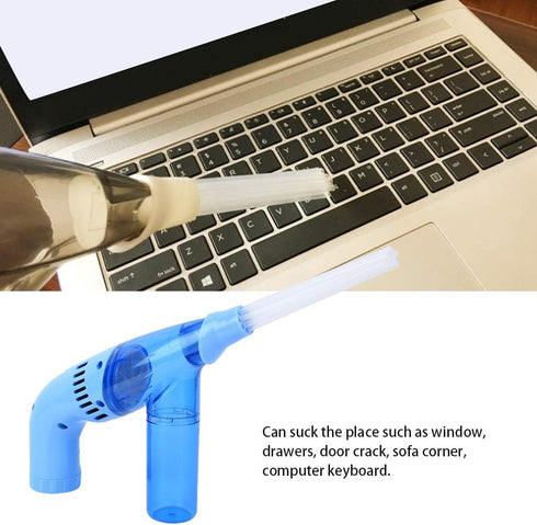 Air Duster and Handheld Vacuum Cleaner, Wet and Dry Use for Window Sofa Corner Home Door Crack (Blue)