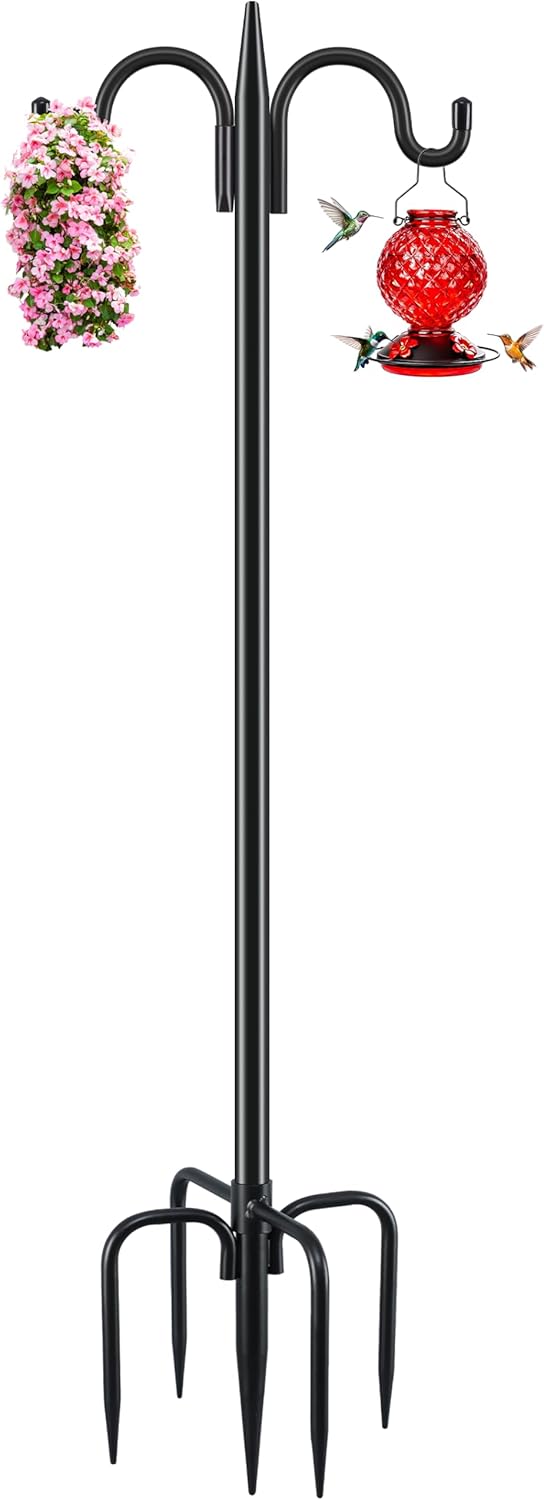 Gtongoko Double Shepherds Hook 92 Inch Bird Feeder Pole 1 Pack 3/4