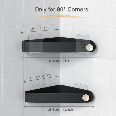Sotfamily Shower Caddy Corner, 2 Pack Adhesive Shelves for Inside Shower, Plastic Organizer for Bathroom Storage (Black)