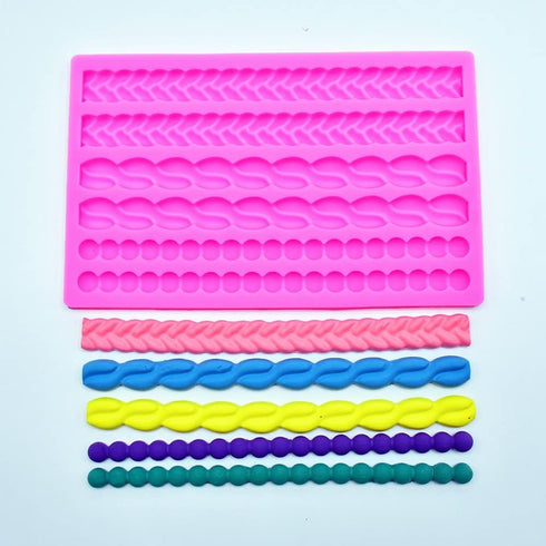 3D Pearl Knit Rope Silicone Mold for Fondant, Cake Border Decorating Molds, DIY Baking Tools