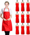 XEEYAYA 9 Pack Bib Christmas Red Apron for Women Girls Ladies with Pockets