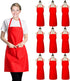 XEEYAYA 9 Pack Bib Christmas Red Apron for Women Girls Ladies with Pockets