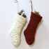Set of 2 Crochet Knitted Christmas Stockings, Large 46CM Red White Cable Knit for Home Decor