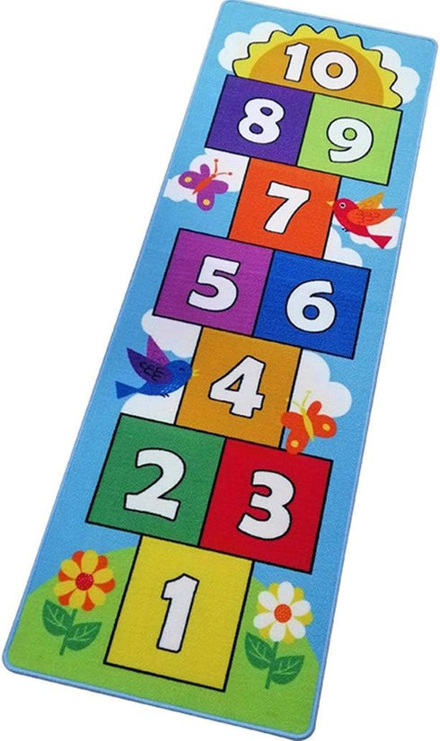 Hop and Count Hopscotch Rug, Kids Floor Play Area Rug Game Carpet