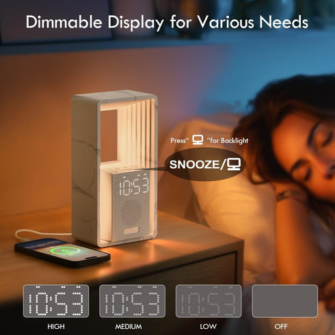9 Dimmable Snooze,USB WILIT Digital Alarm Clock, Sunrise Alarm Clock with Nightlight, Sleep Aid Sounds, White Noise