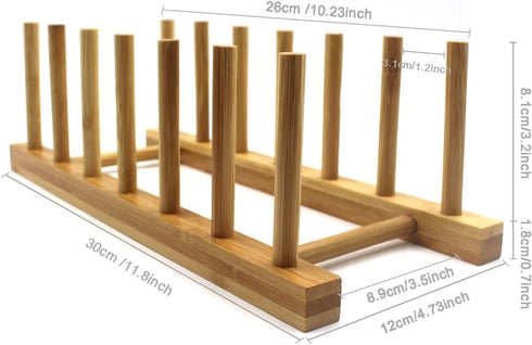 INNERNEED Bamboo Wooden Plate Racks, Dish Stand Holder, Kitchen Storage Organizer for Dish/Plate/Bowl/Cup/Pot Lid (Pack