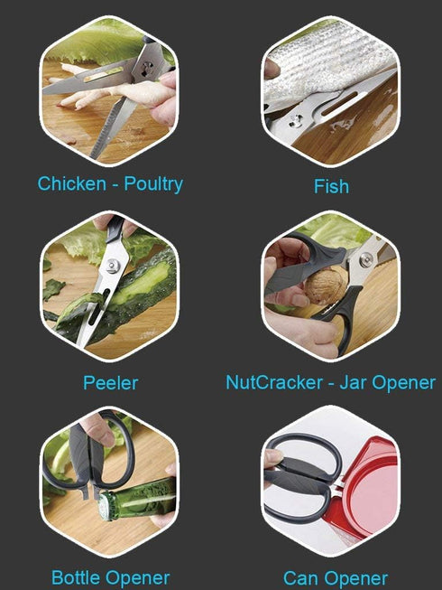 Kitchen Shears Come-Apart, Heavy Duty Culinary Scissors for Cutting Poultry, Fish, Meat, Large Size