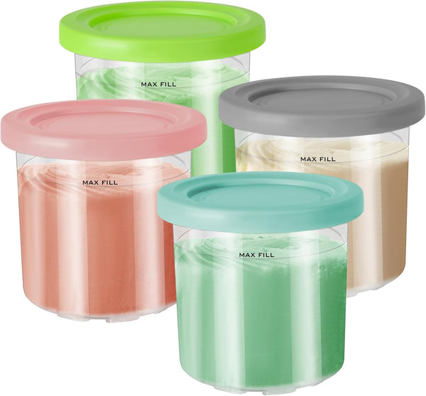 4 Pack Ice Cream Pint Containers, Replacement for Ninja Creami Pints and