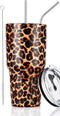 30oz Leopard Tumbler, Stainless Steel Insulated Travel Mug with Straw Lid and Cleaning Brush, 1 Count
