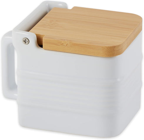 RSVP International White Stoneware Kitchen Collection, Salt Box, 4.5x3.25x3.5"
