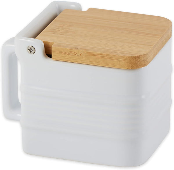 RSVP International White Stoneware Kitchen Collection, Salt Box, 4.5x3.25x3.5"