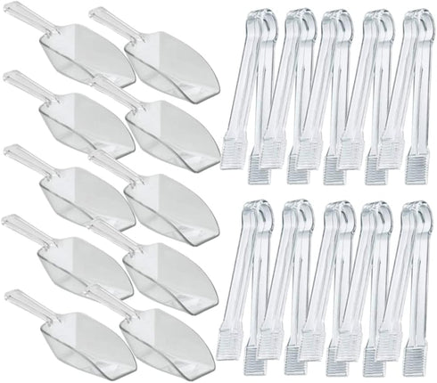 20 Pack Plastic Buffet Serving Tongs, Mini Serving Utensil Tongs for Appetizers and Ice