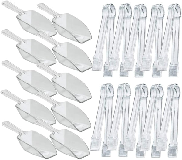 20 Pack Plastic Buffet Serving Tongs, Mini Serving Utensil Tongs for Appetizers and Ice