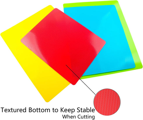 Flexible Cutting Board Mats, Plastic Sheets for Kitchen Cooking, Dishwasher Safe Set of 4 for Meat and Vegetables