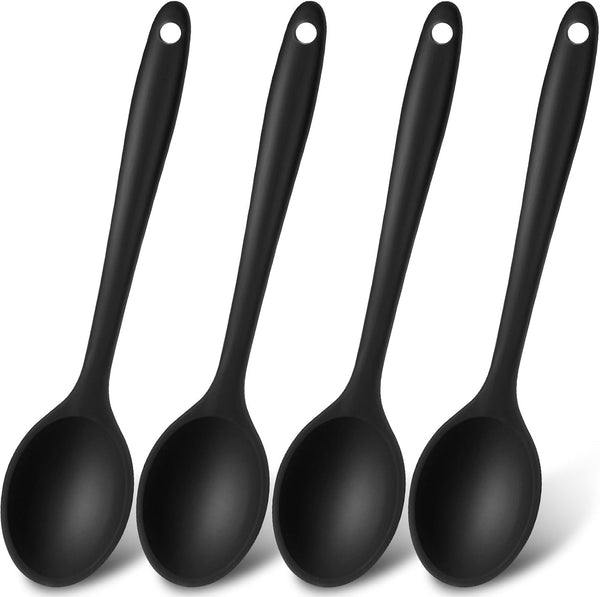 Patelai 4 Pieces Small Silicone Spoons, Multicolored Nonstick Kitchen Serving and Stirring Tools