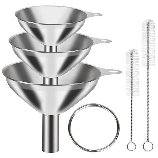 6 Pcs Stainless Steel Mini Funnels for Kitchen Use, Large Tiny Small Funnel Set of 3, Metal Cooking Powder Food Grade