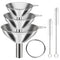 6 Pcs Stainless Steel Mini Funnels for Kitchen Use, Large Tiny Small Funnel Set of 3, Metal Cooking Powder Food Grade