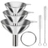 6 Pcs Stainless Steel Mini Funnels for Kitchen Use, Large Tiny Small Funnel Set of 3, Metal Cooking Powder Food Grade