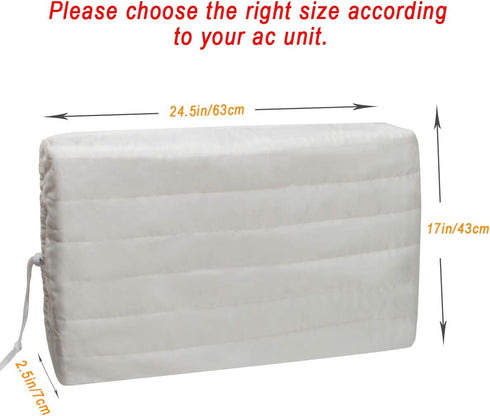 Luxiv Indoor Air Conditioner Cover, White Adjustable Protection for Window AC with Free Elastic Straps (24.5x17x2.5)