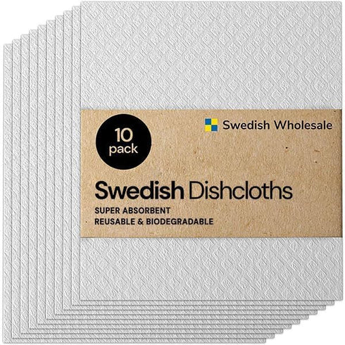 8" 7" 10 Pack Swedish Wholesale Dishcloths Reusable x Sponge Cloths, Bulk of High Absorbent Cellulose Dish & Kitchen