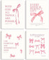 SEHSUVC Coquette Pink Bow Bible Verse Wall Art Set of 4, Christian Scripture