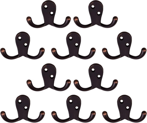 Design House Coat Double Hook Horizontal, Oil Rubbed Bronze, 10 Count