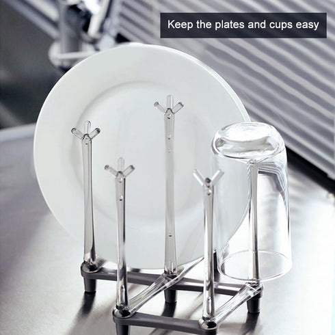 Marbrasse Retractable Cup Drying Rack, Drinking Glass and Sports Bottle Drainer Stand for Kitchen Countertop, 2p