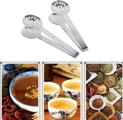 2 Pack Stainless Steel Tea Bag Squeezer Tongs, Strainer Grip