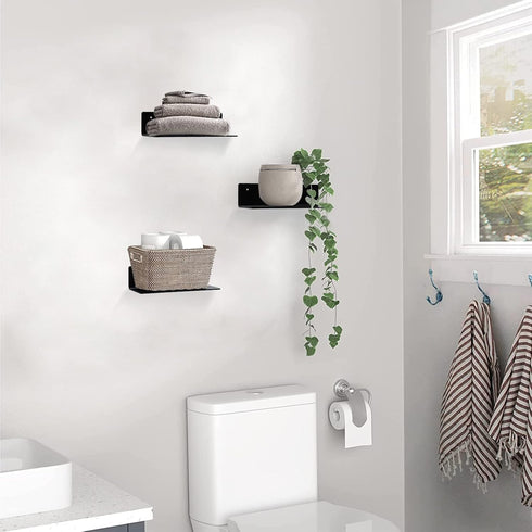 9 Inch Set 4 Acrylic Floating Shelf No Drill Adhesive Wall Shelf of for Funko Pop Storage, Floating Shelves Damage-Free
