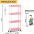 SPACEKEEPER Slim Rolling Storage Cart, 4 Tier Bathroom Organizer with Wheels for Kitchen & Laundry Room, Pink