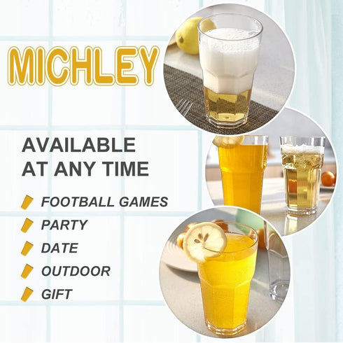 MICHLEY Unbreakable Drinking Glasses Set of 4, 12oz Tritan Plastic Highball Tumbler Glassware