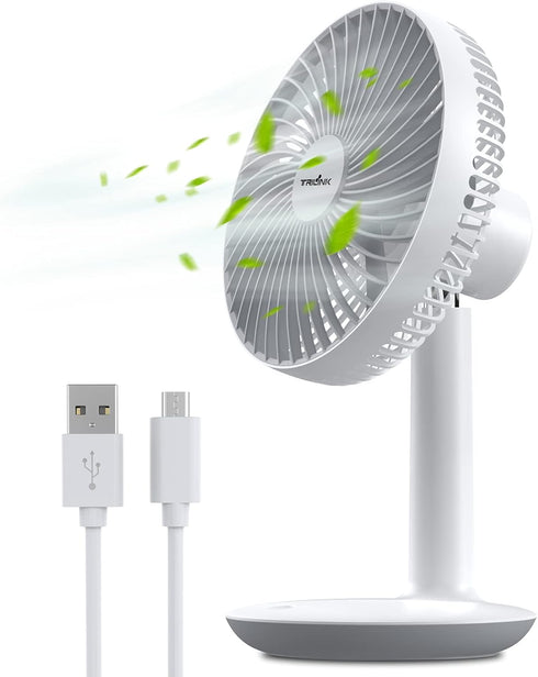 6-Inch Portable Battery-Operated Desk Fan, Rechargeable Electric Mini Fan with 4 Speed Levels for Home Office Camping