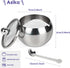 asika Stainless Steel Sugar Bowl with Clear Lid and Spoon, Drum Shape Small Condiment Container for Home, 8.1 Ounces