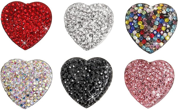 6 Pieces Heart Shaped Refrigerator Magnets, Rhinestone Decorative Fridge Magnets for Office, Kitchen, Whiteboard