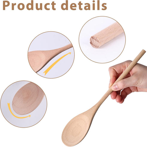 HANSGO 6PCS Long Handle Wooden Cooking Spoons, 14 Inch Large Tasting Spoons