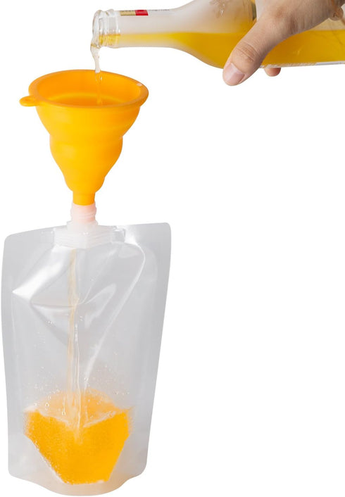 3 32oz, 3 16oz, Kichwit Plastic Liquor Pouches Drinking Flasks, Reusable Liquid Spout Bags, BPA Free, Collapsible