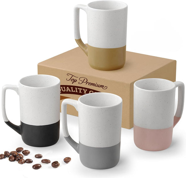 Large Ceramic Coffee Mug Set of 4, 16 oz Tea Cups with