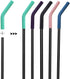 Senneny Set of 5 Stainless Steel Straws with 2 Cleaning Brushes, 1 Portable Bag, Silicone Flex Tips Elbows Cover