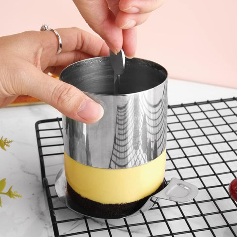 Guowall Round Cake Mold - Stainless Steel Cake Mousse Mold with Pusher and Lifter, Baking Accessories (3pcs/set)