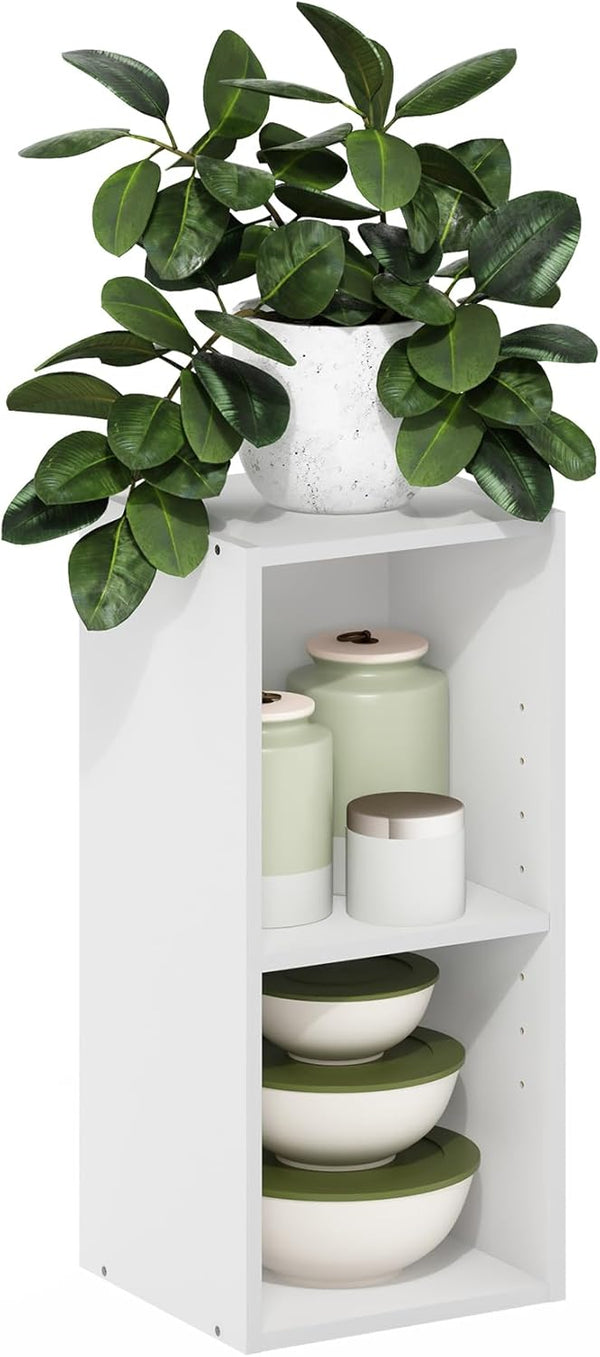 Furinno Fulda Book Shelf, 2-Tier Narrow Bookshelf, Bookcase with 10-in Width Storage