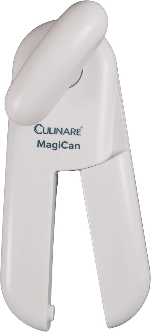 MagiCan Manual Can Opener - Heavy Duty Kitchen Gadget for Effortlessly Opening Cans, White Stainless Steel