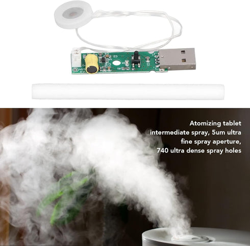 Mist Maker Humidifier, Atomization Module with Switch Control for DIY Mist Atomizer USB Board, 740 Holes