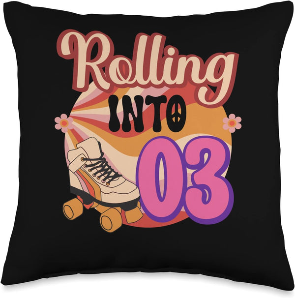 In-line Skates Towards 2023 Rolling Into 03 Throw Pillow, Multicolor, 16x16