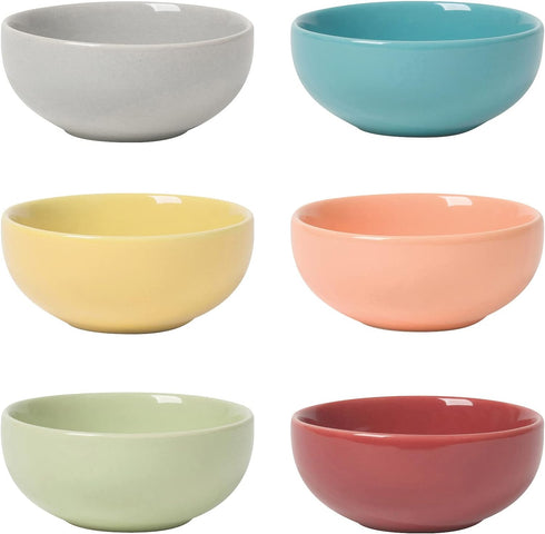 Now Designs Canyon Ceramic Pinch Bowl Set, Set of 6 Soy Sauce Dish, 2 oz