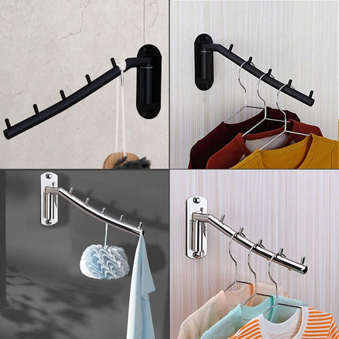 2 Pcs Folding Wall Mounted Clothes Suit Hangers Rack - Heavy Duty Stainless Steel Coat Hook for Bathroom, Bedroom