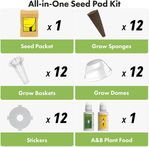 12 Lyko Gourmet Herb Seed Pod Kit for AeroGarden, iDoo, Ahopegarden, GARDENCUBE, Pods with Basil, Parsley, Mint