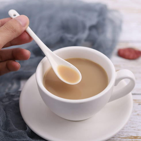 Porcelain Egg Spoons Set of 8, Ceramic Teaspoons for Tea Coffee Desserts Salt Sugar Spoon