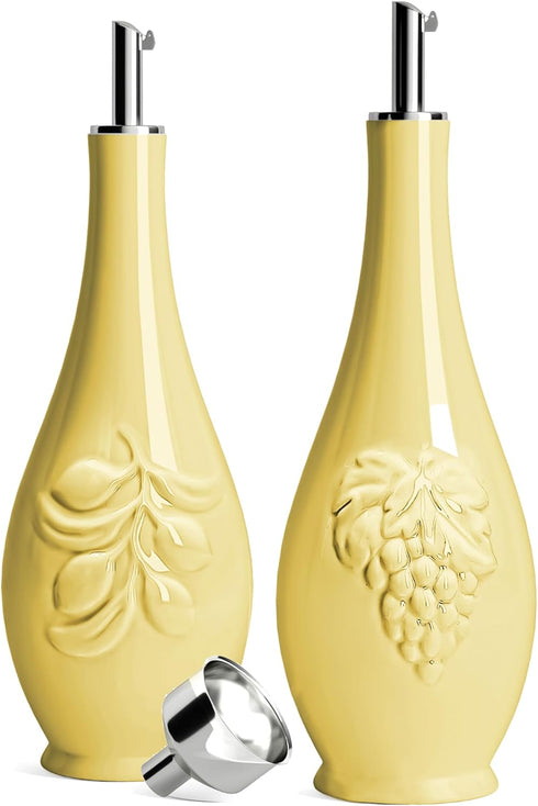 HOMBENE Porcelain Oil and Vinegar Dispenser, 16oz Oil Dispenser for Kitchen, Leakproof